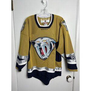Vintage NHL Nashville Predators Mustard Gold Yellow Koho Hockey Jersey Adult M
